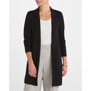 FORTUNE + IVY  Naji Collared Coatigan Black Womens Size Medium New With Tags